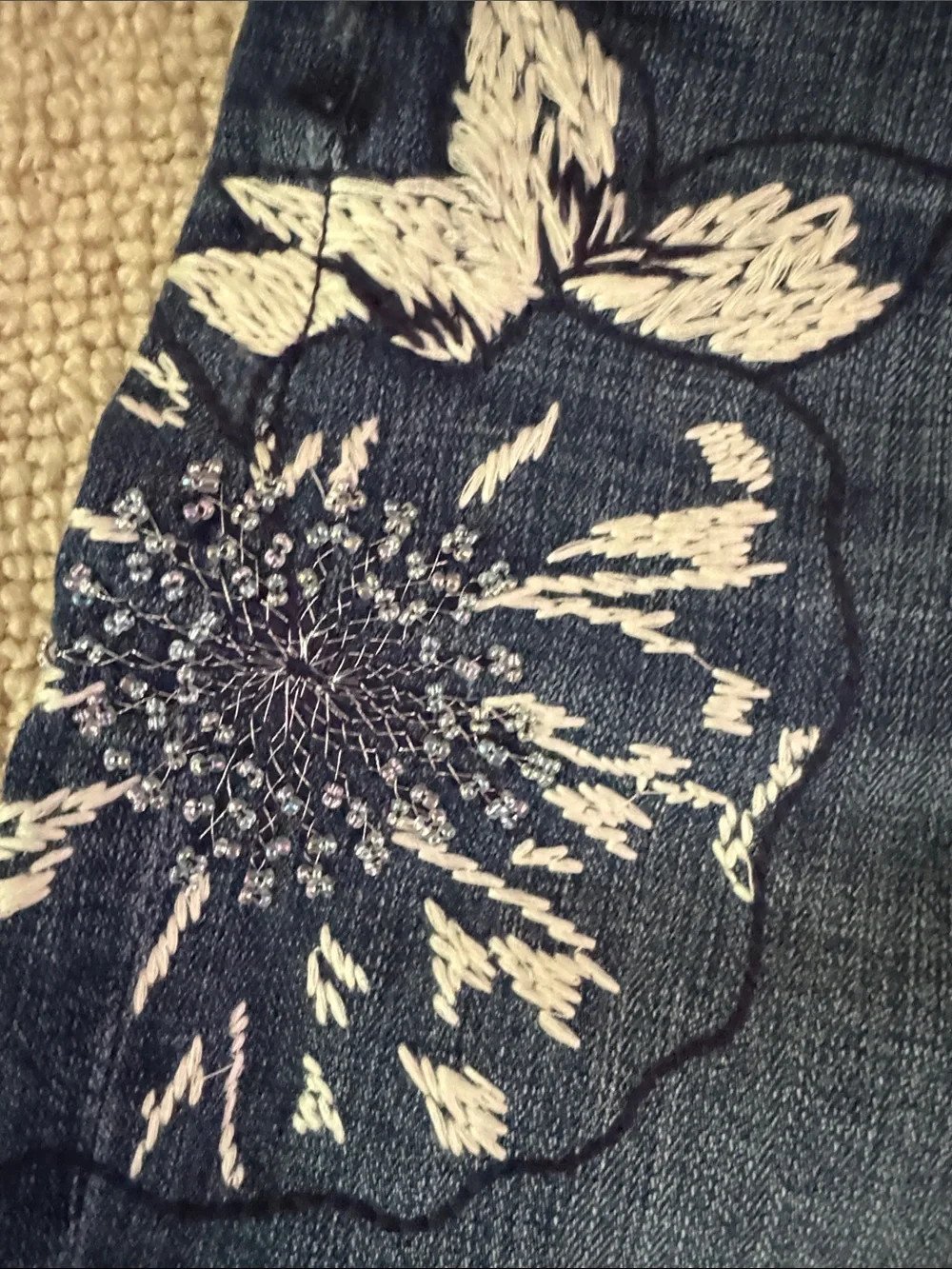 Pilcro embroidered and beaded denim shorts